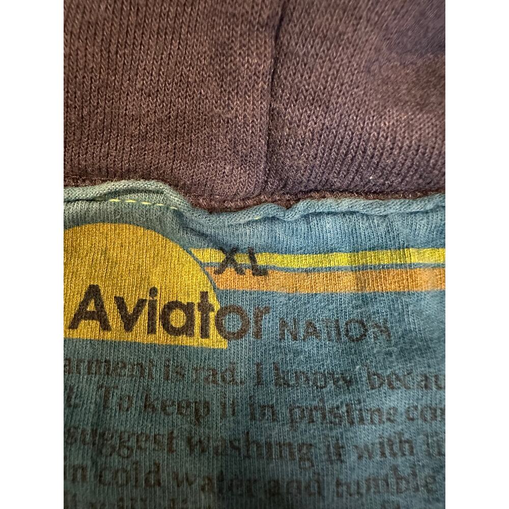 Aviator Nation 5 Stripe Zip Up Hoodie XL Blue Full Zip Sweatshirt Relaxed Vibes - Picture 7 of 12
